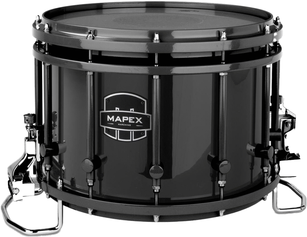 Black drum with sleek finish, perfect for music practice, studio recording, and live stage performance